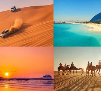 Voyage à Dubaï : image, photo représentant Jumeirah Beach, Désert de Safari, Balade à chameau, Sunset Beach.