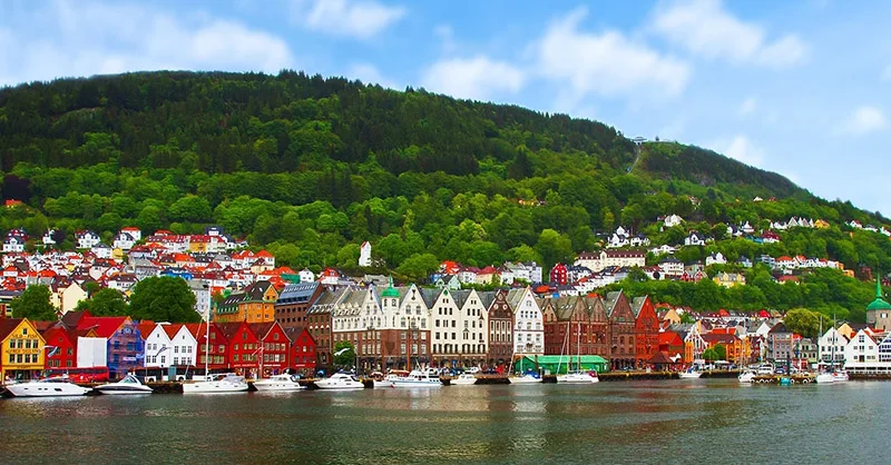 Image, photo des maisons en bois colorées du quartier de Bryggen