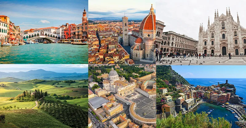 Voyager en Italie : image, photo représentant les villes à visiter en Italie : Rome, Venise…
